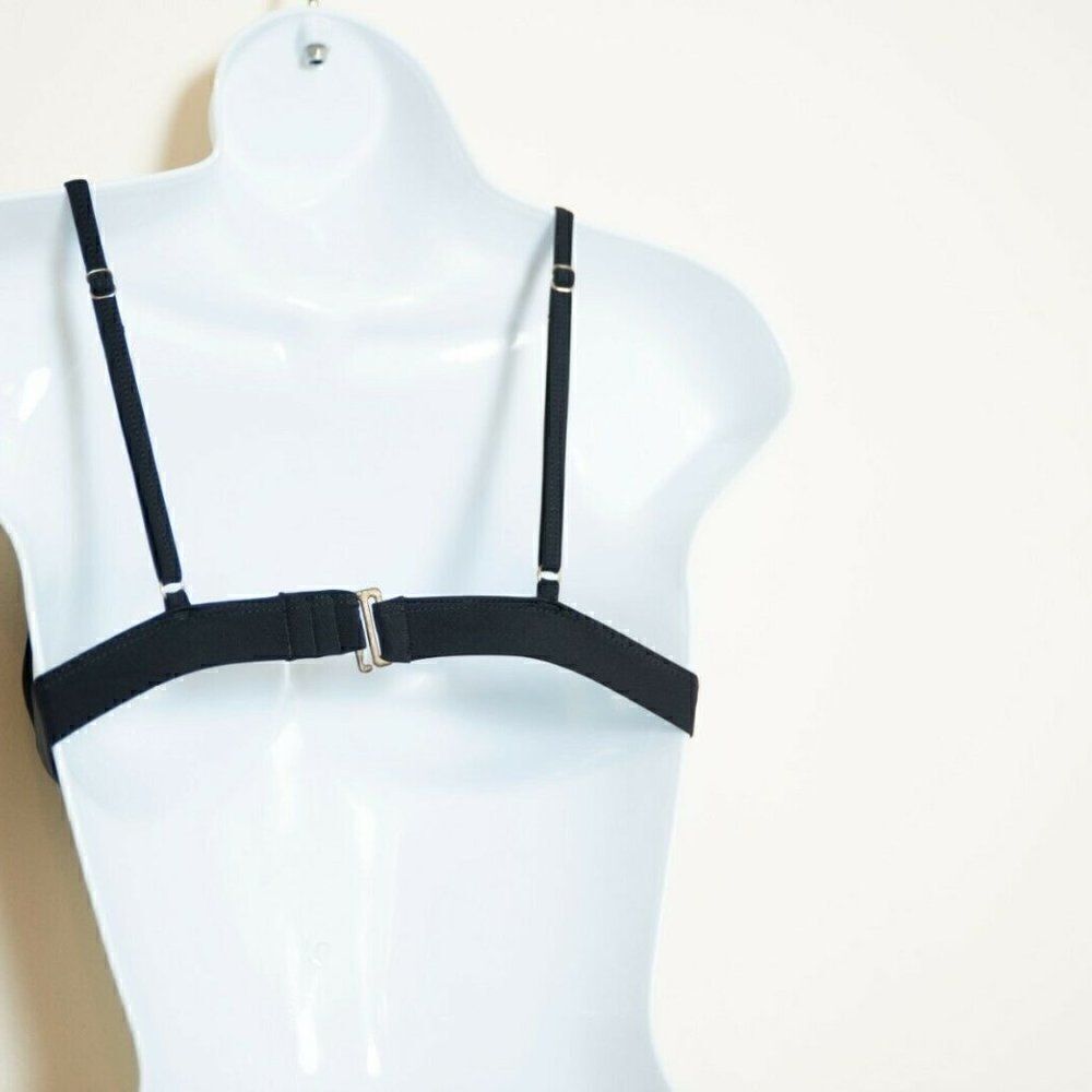 Embroidered Mesh Triangle Bikini Top Black - Picture 4 of 4